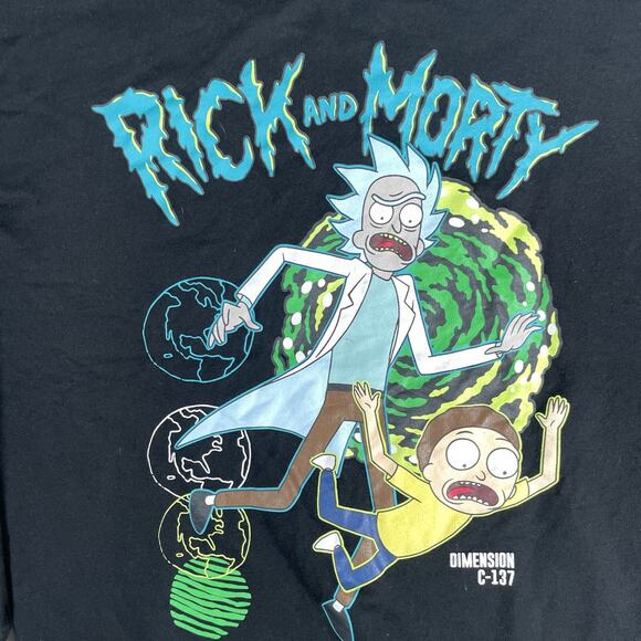 Rick & Morty Sweatshirt Mens Medium Trippy Black Adult Swim Psychedelic Crewneck - Picture 13 of 16